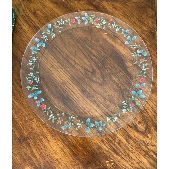 Pfaltzgraff Winterberry Glass Platter Christmas Holiday Cookie Plate - Picture 1 of 3